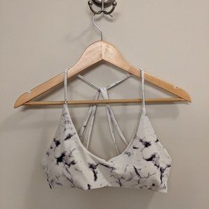 SHEIN Criss Cross Marble Print Bikini Top